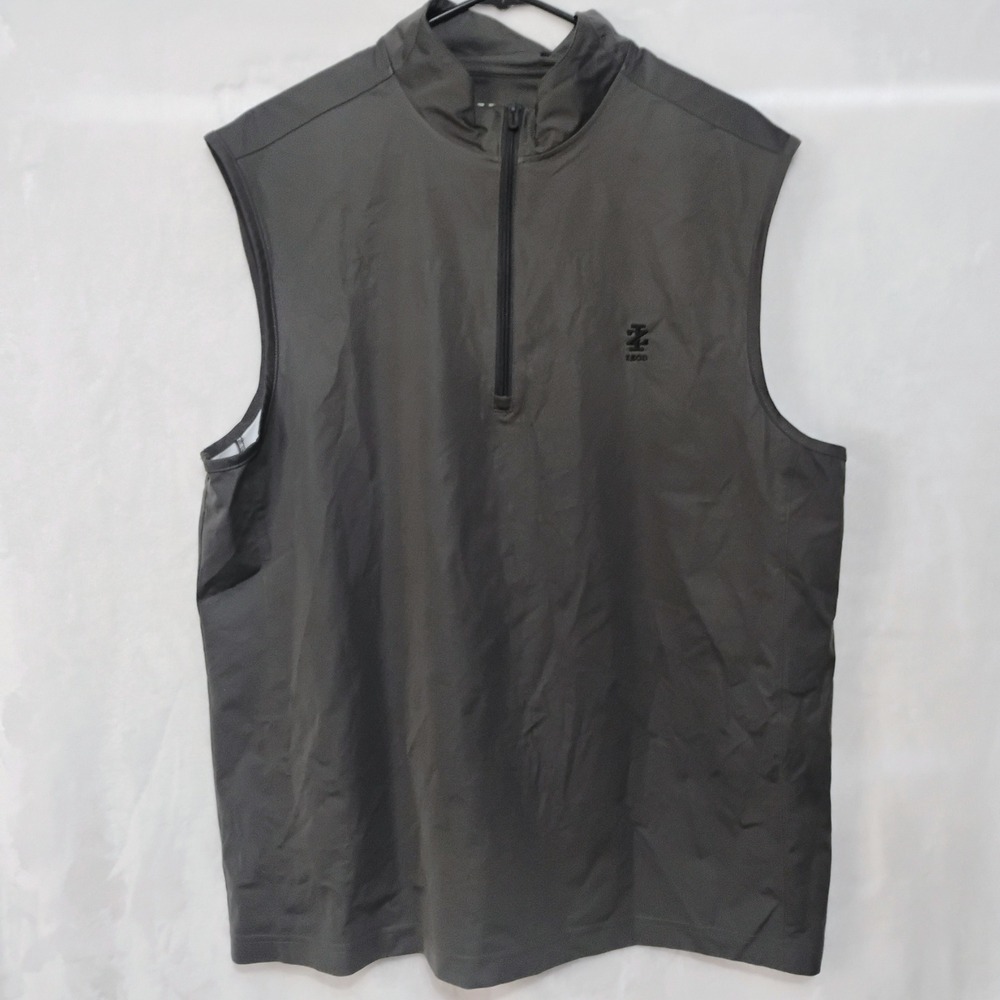 IZOD Golf Mens Large Gray Quarter‎ Zip Performance Wind Vest Sleeveless Jacket W